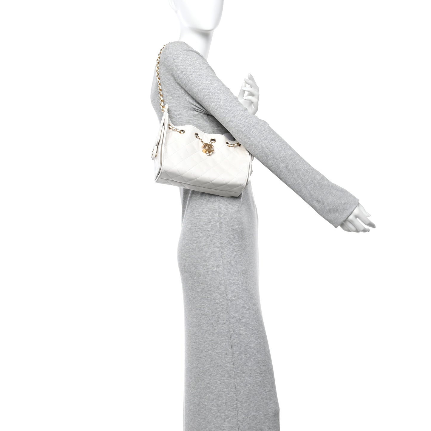 Caviar Quilted Mini Chanel 25 Handbag White