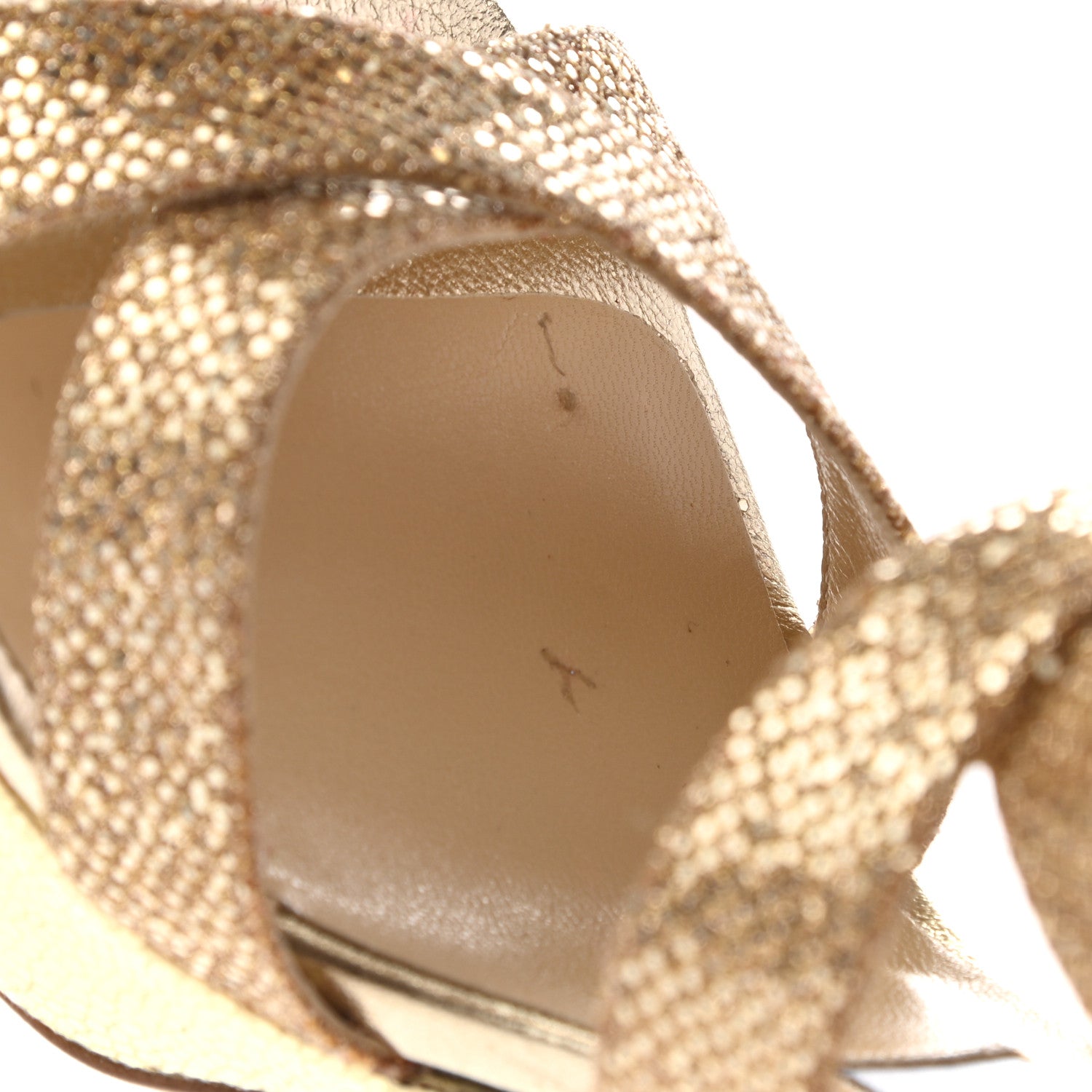 Jimmy Choo Glitter Vamp Platform Sandals 37 Gold 11 of 16