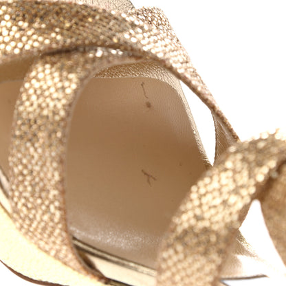 Jimmy Choo Glitter Vamp Platform Sandals 37 Gold 11 of 16