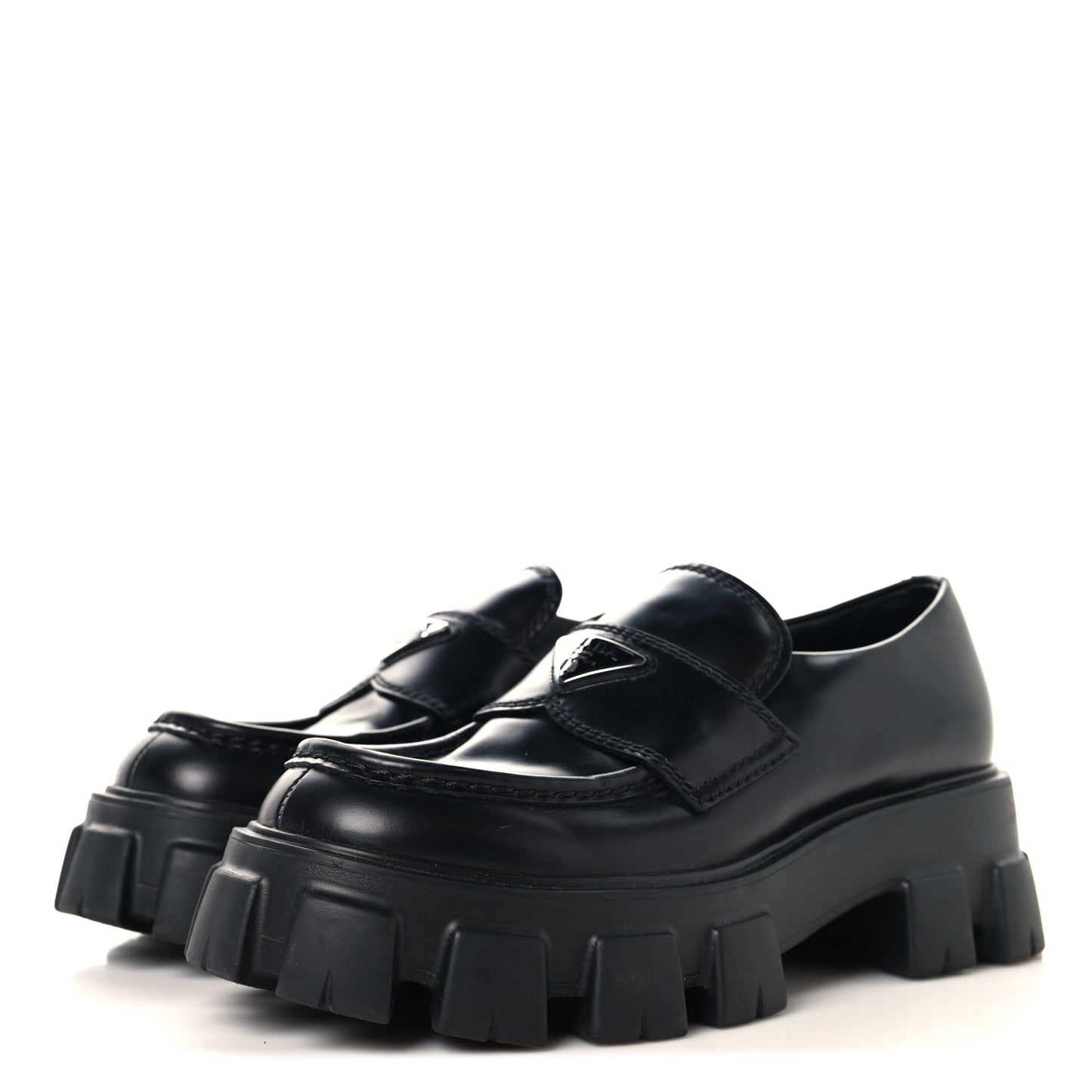 Spazzolato Rois Metal Triangle Logo Mens Monolith 60mm Loafers 6 Black