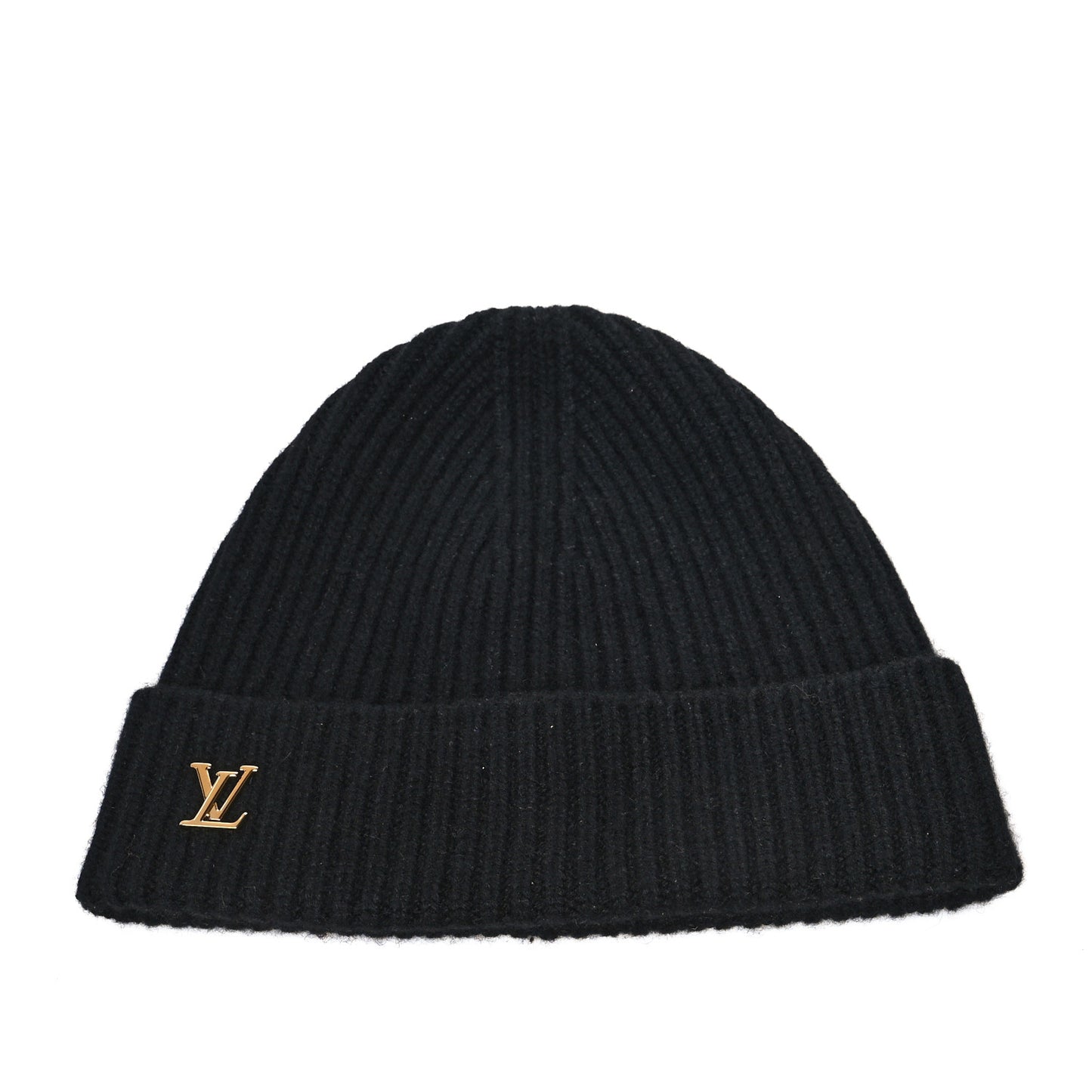 Cashmere Ribbed LV Spark Beanie Black