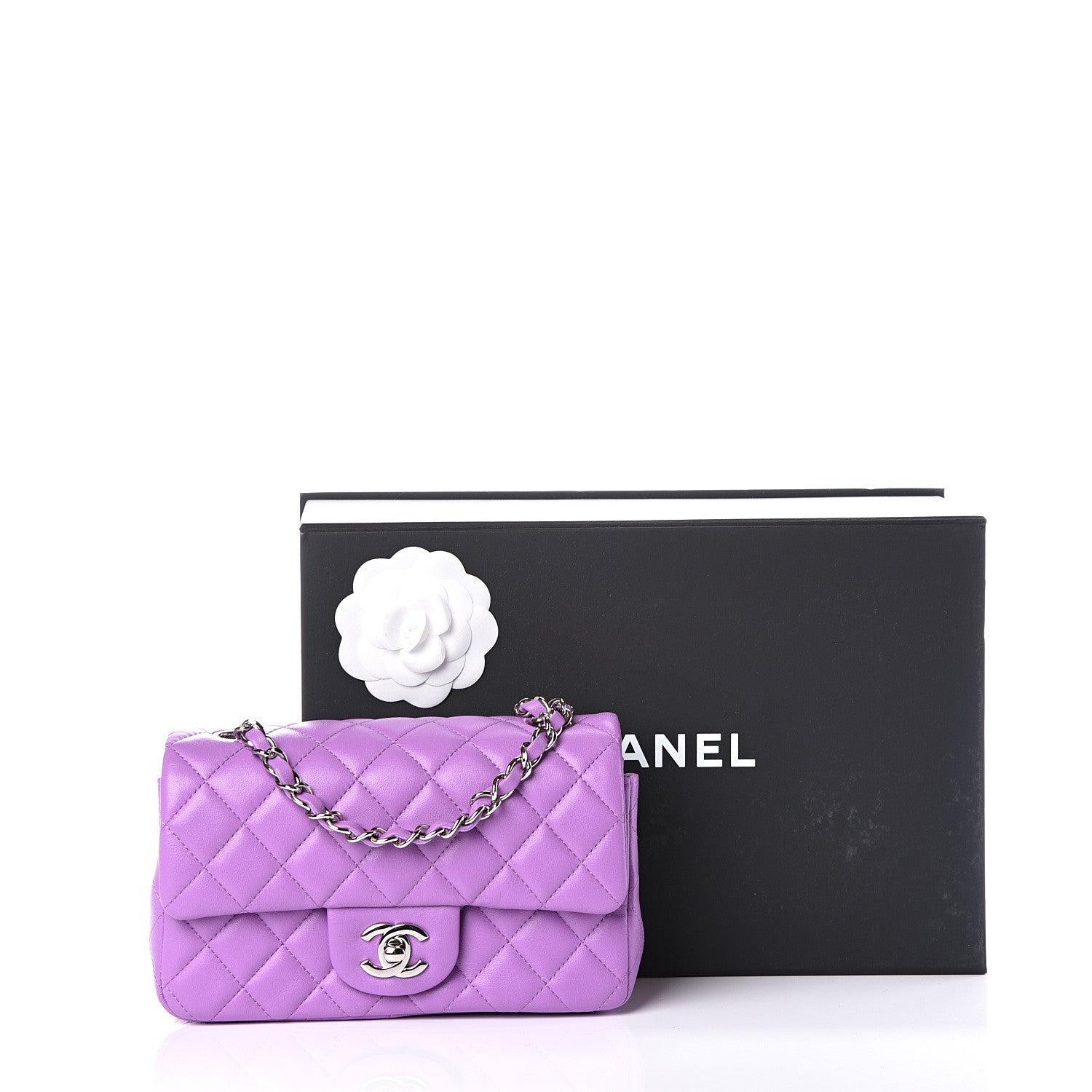 Chanel Lambskin Quilted Mini Rectangular Flap Purple 10 of 10