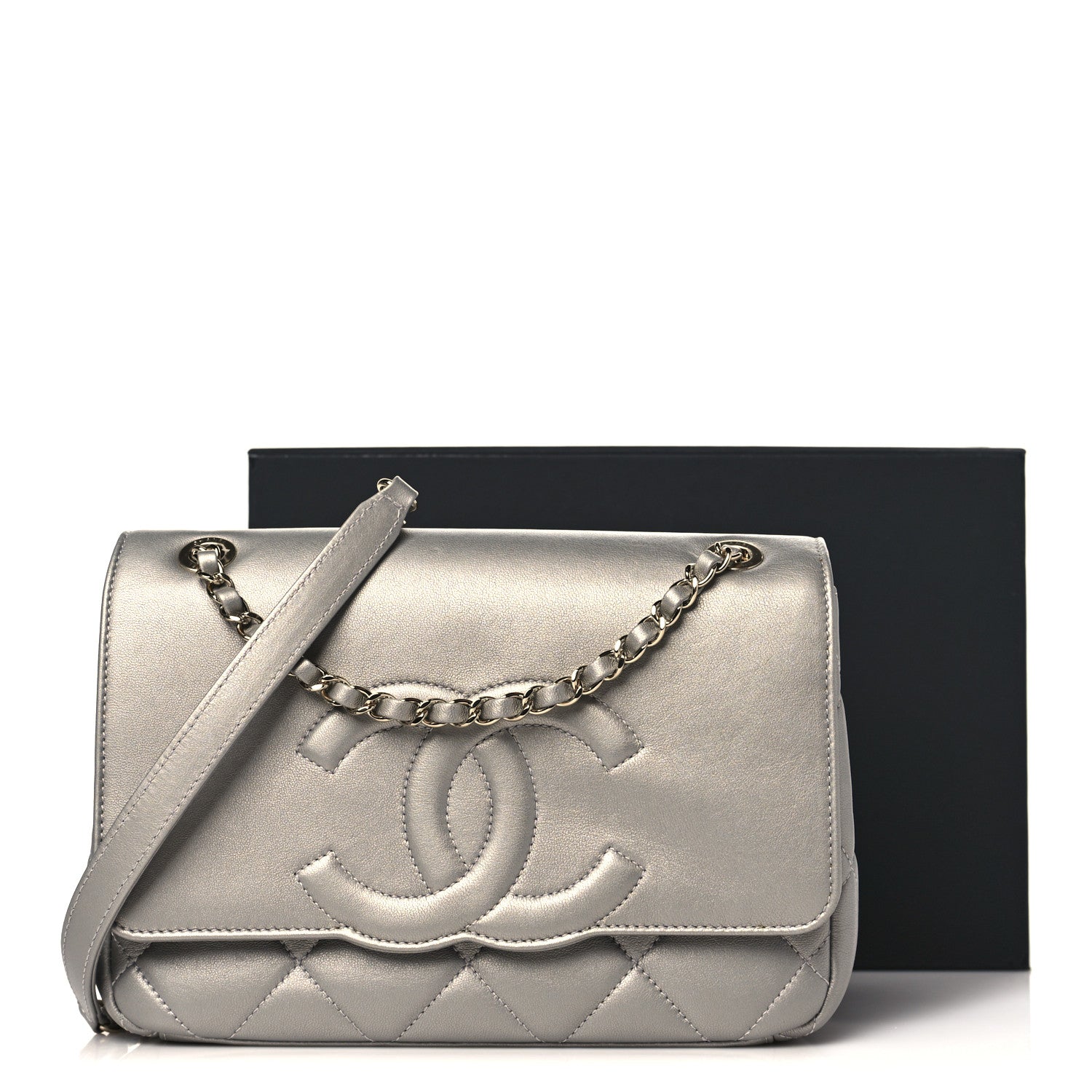 Chanel Metallic Lambskin Quilted Timeless CC Flap Silver 9 of 9