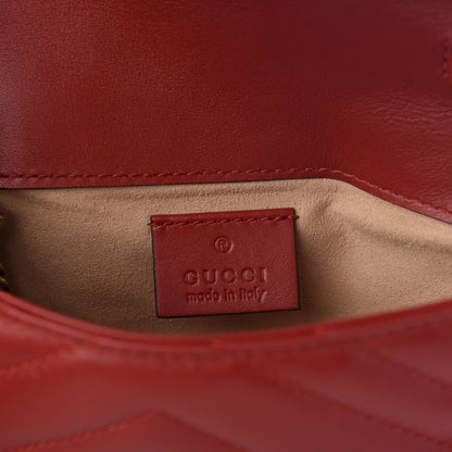 Gucci Calfskin Matelasse Super Mini GG Marmont Shoulder Bag Hibiscus Red 5 of 10