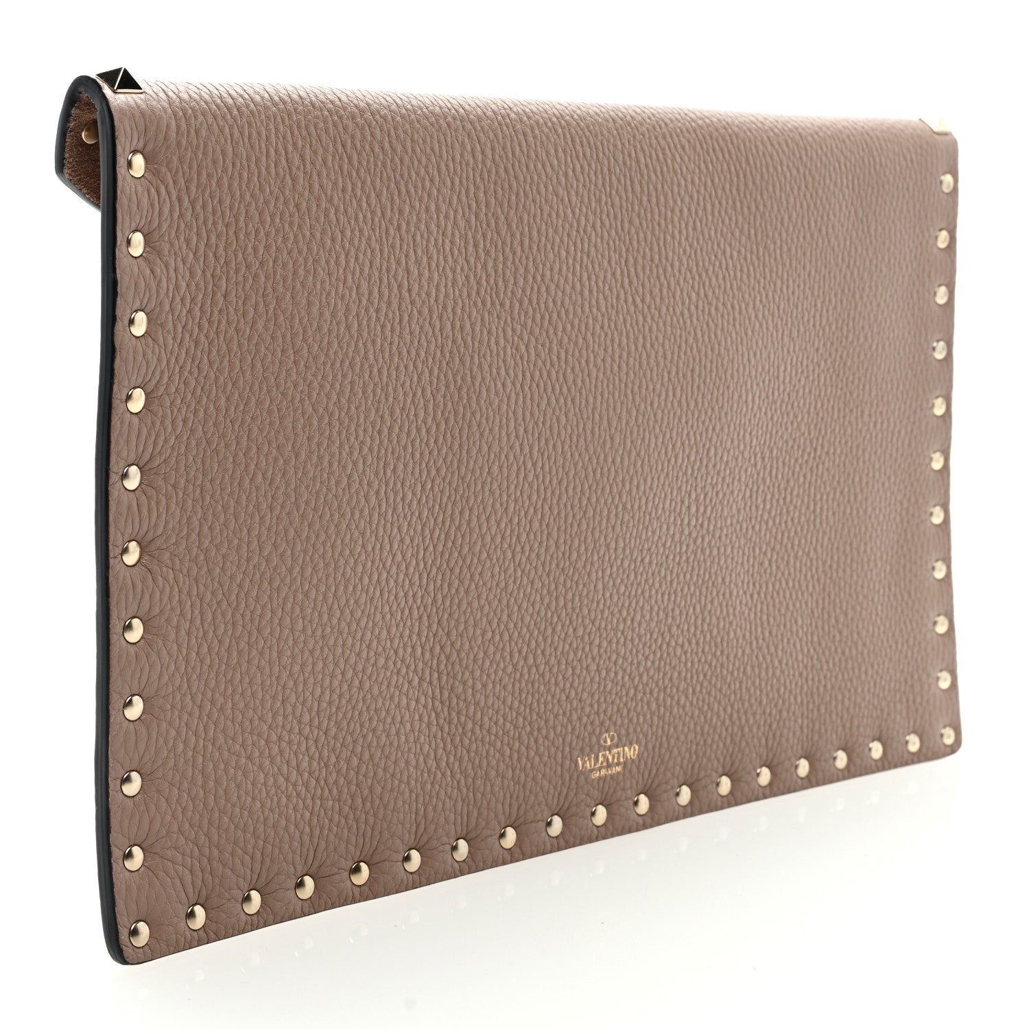 Valentino Garavani Pebbled Calfskin Large Rockstud Envelope Clutch Poudre 3 of 6