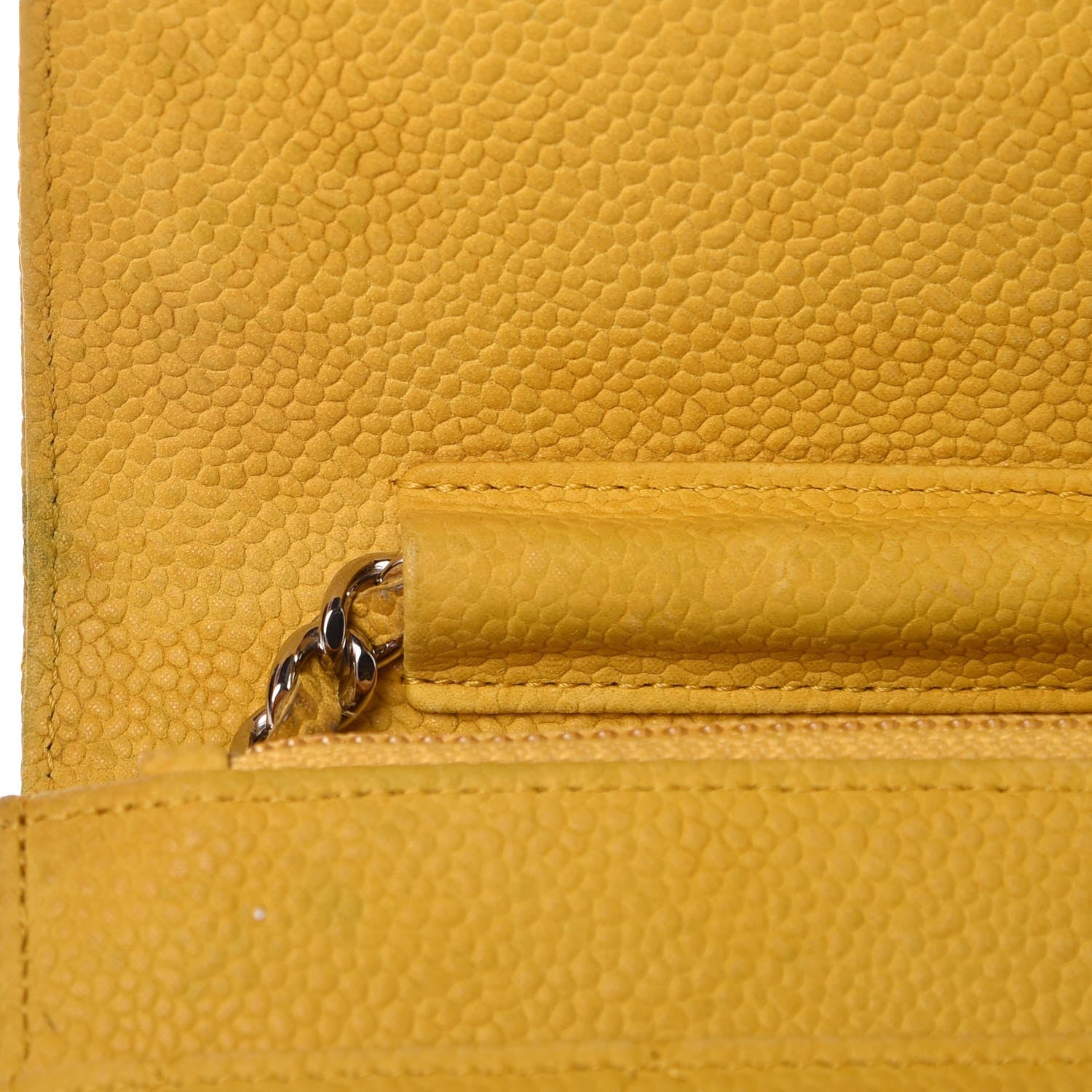 Chanel Iridescent Caviar Quilted Wallet on Chain WOC Yellow 10 of 16