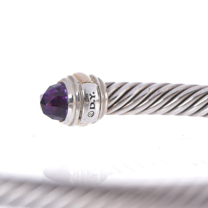 David Yurman Sterling Silver 14K Yellow Gold Amethyst 5mm Cable Classics Bracelet 5 of 5