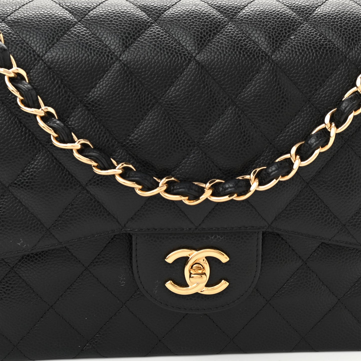 Caviar Quilted Jumbo Double Flap Black