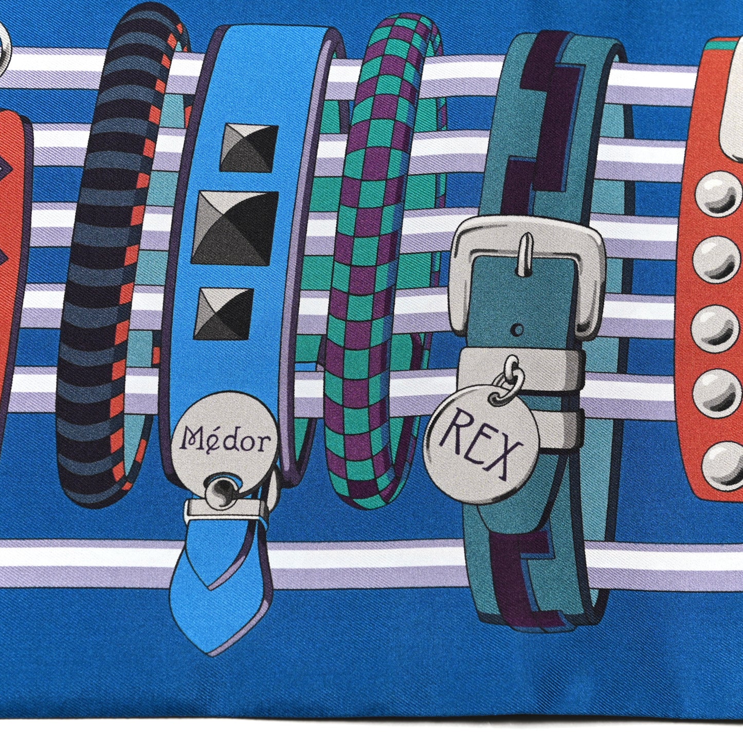 Silk Colliers De Chiens Maxi Twilly Cobalt Vert Prune