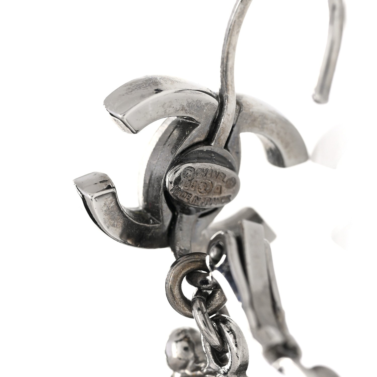 Chanel Resin Crystal CC Drop Earrings Black 4 of 4