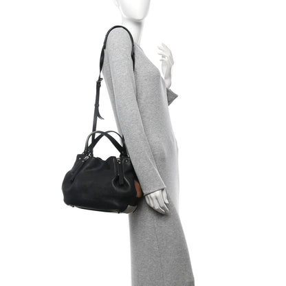 Burberry Grainy Calfskin House Check Small Maidstone Black 2 of 19