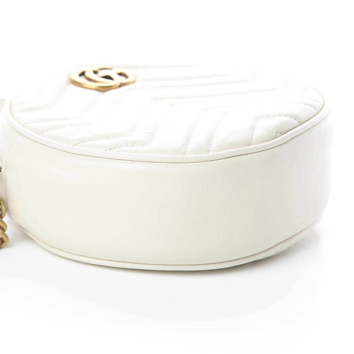 Gucci Calfskin Matelasse Mini GG Marmont Round Shoulder Bag White 5 of 8