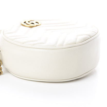 Gucci Calfskin Matelasse Mini GG Marmont Round Shoulder Bag White 5 of 8