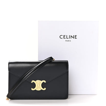Celine Shiny Calfskin Triomphe Margo Wallet on Chain Black 11 of 11