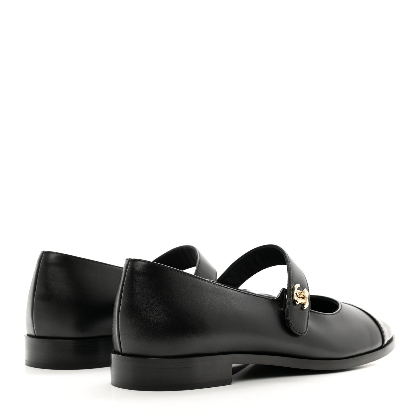 Calfskin Patent Mary Janes Flats 39 Black