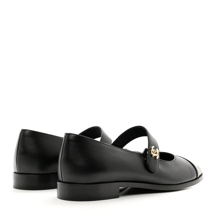 Chanel Calfskin Patent Mary Janes Flats 39 Black 4 of 9