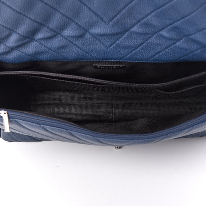Chanel Calfskin Chevron Quilted XXL Travel Flap Bag Blue 7 of 10