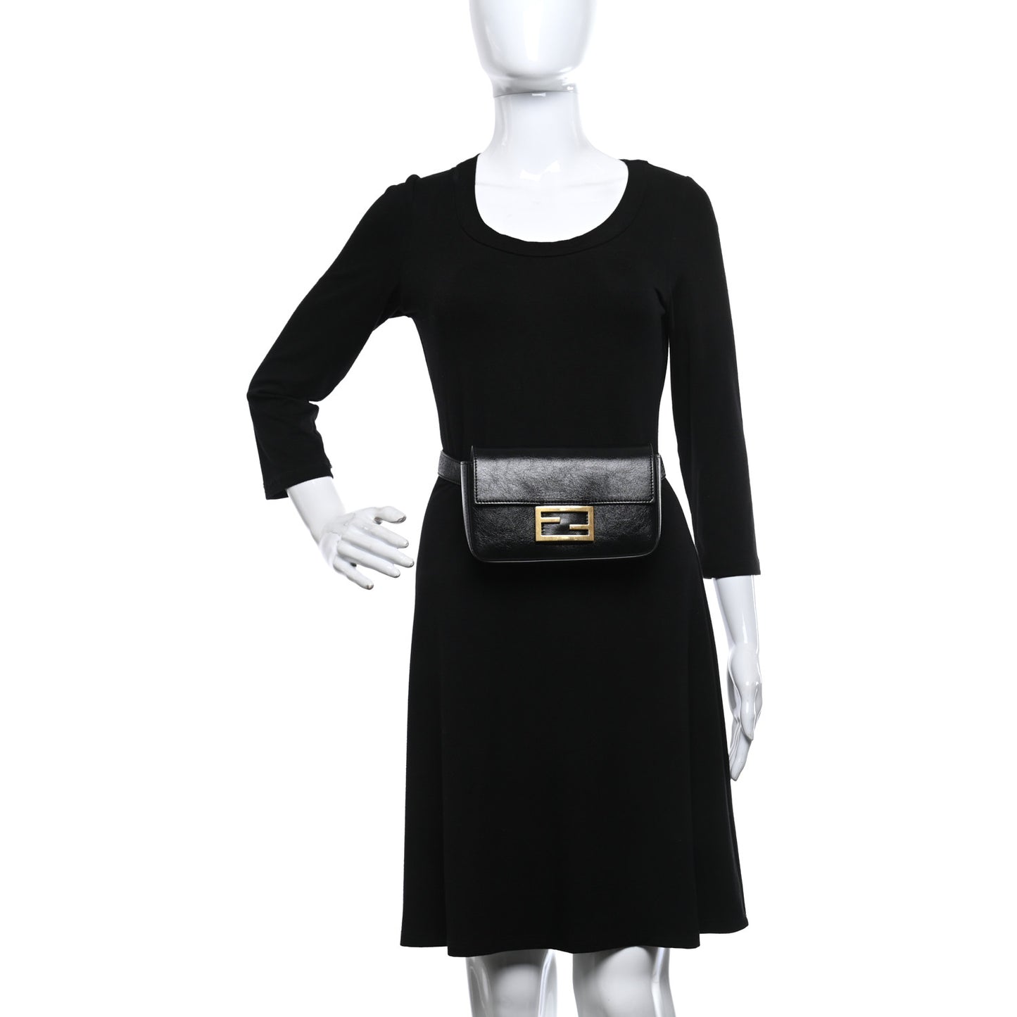 Agnello Old Shine Hip Belt Baguette Bag Black