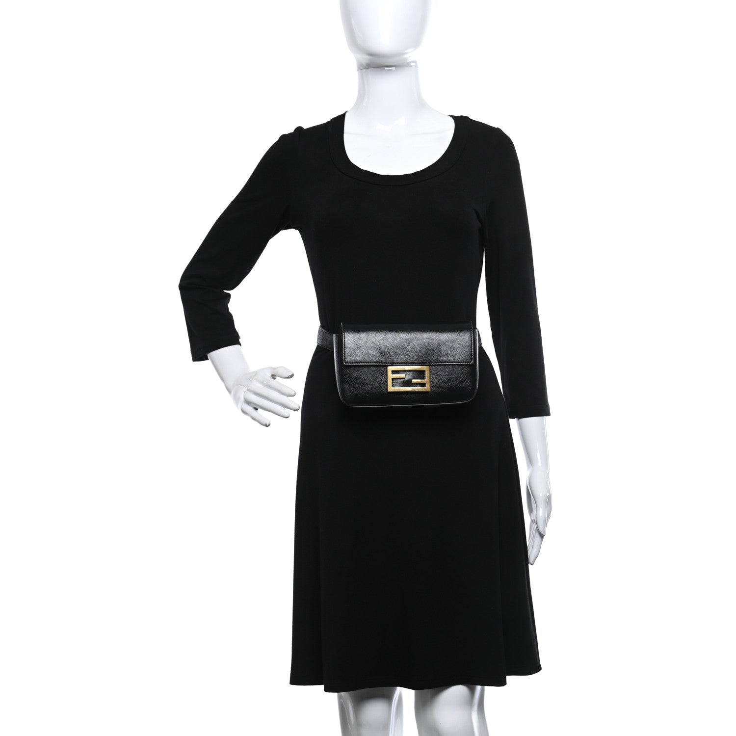 Fendi Agnello Old Shine Hip Belt Baguette Bag Black 2 of 9