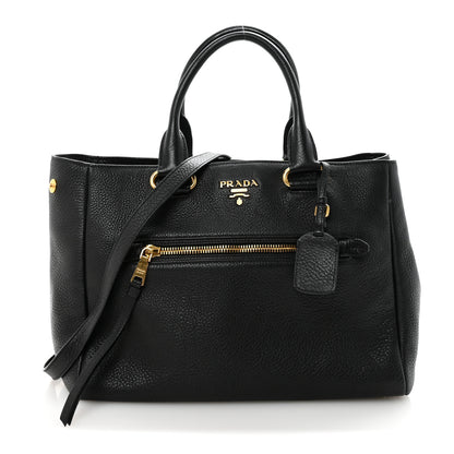 Prada Vitello Daino Tote Black 1 of 9