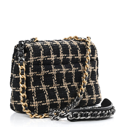 Chanel Tweed Quilted Medium Chanel 19 Flap Black Beige 3 of 11