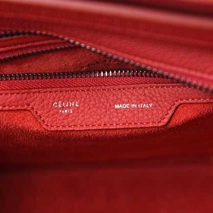 Celine Drummed Calfskin Micro Luggage Red 6 of 10