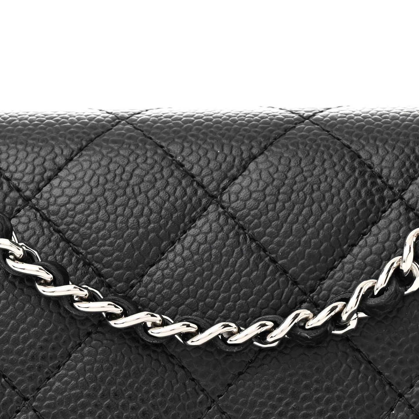 Caviar Quilted Wallet on Chain WOC Black