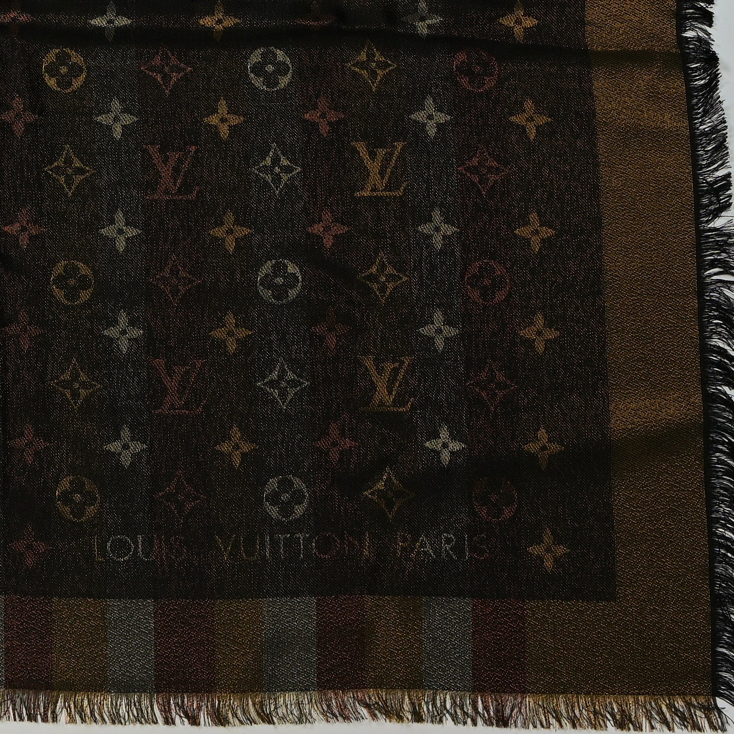 Louis Vuitton Silk Lurex Wool So Shine Monogram Shawl Black 2 of 3