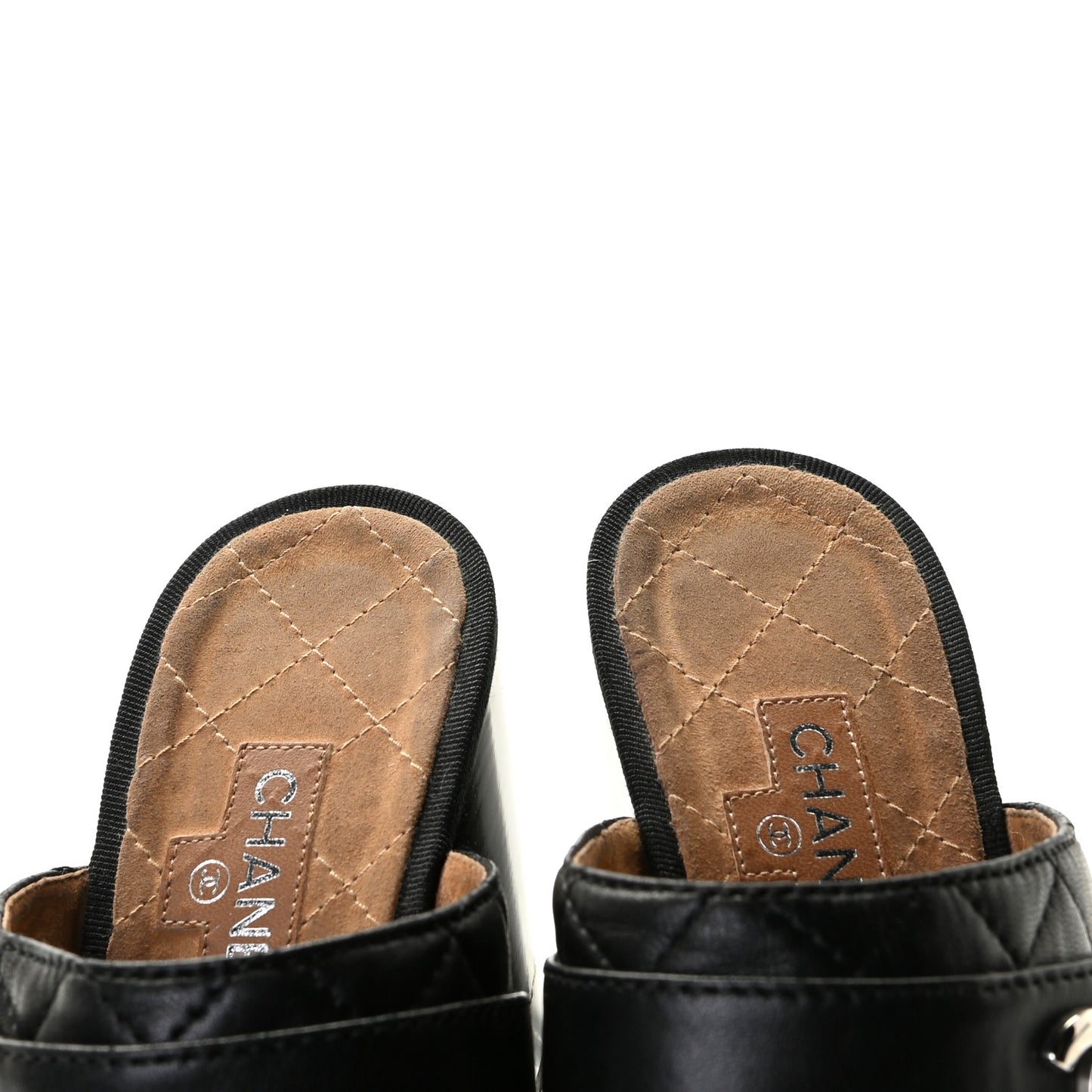 Lambskin Quilted CC Turn Lock Clogs 39.5 Black