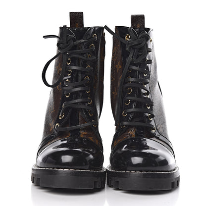 Louis Vuitton Patent Calfskin Monogram Star Trail Ankle Boots 39.5 Black 2 of 11