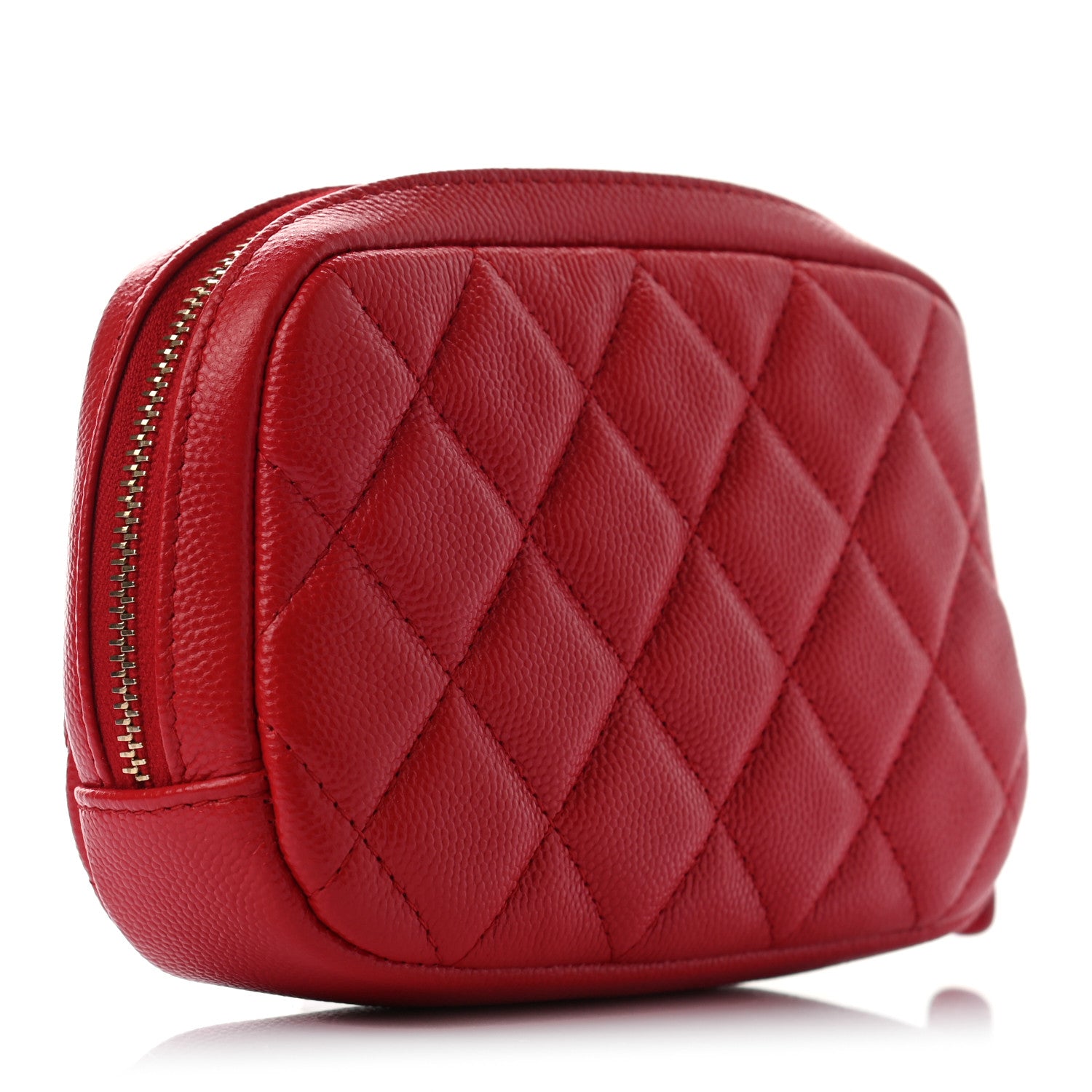 Chanel Caviar Quilted Small Curvy Pouch Cosmetic Case Red 3 of 7