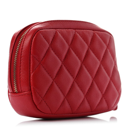 Chanel Caviar Quilted Small Curvy Pouch Cosmetic Case Red 3 of 7