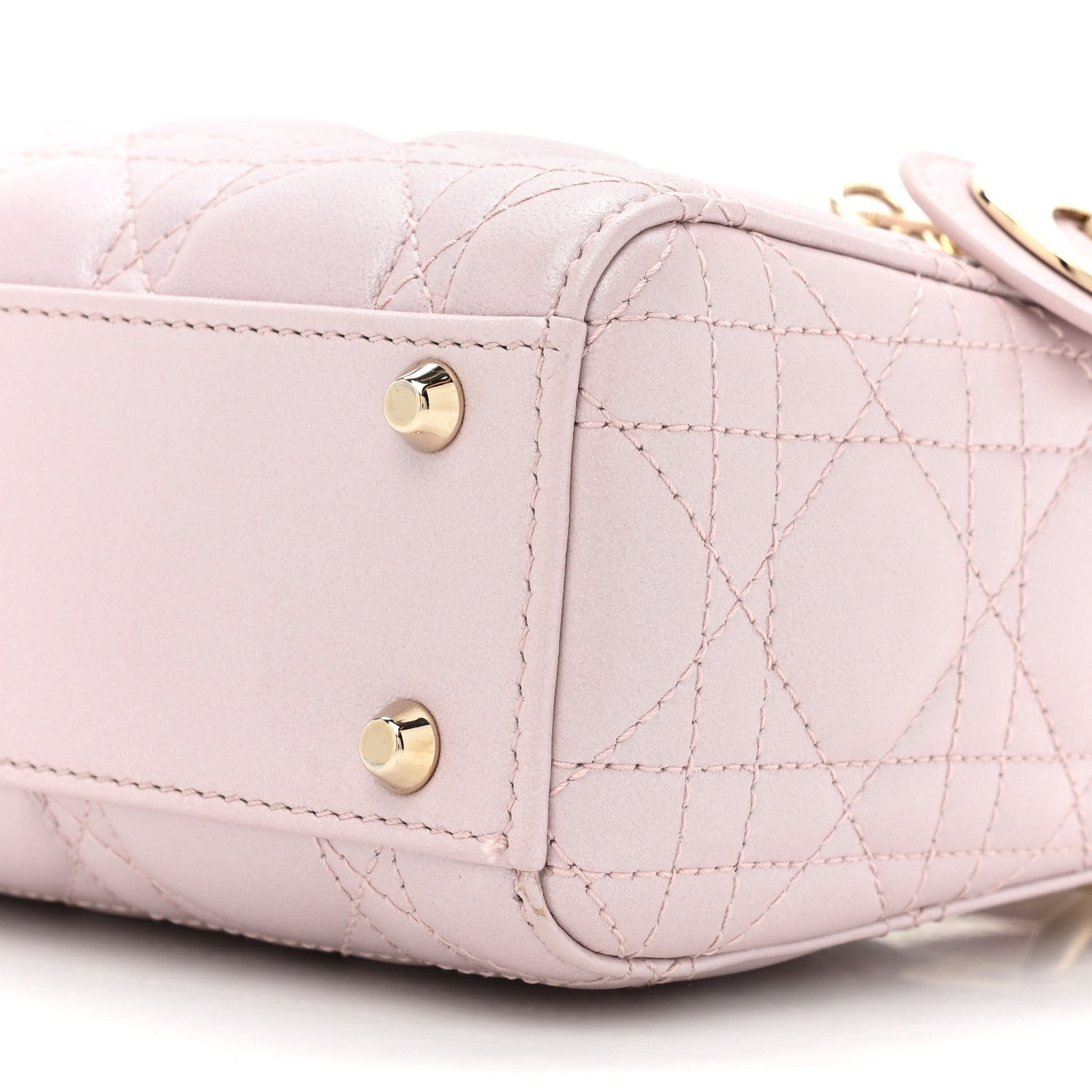 Christian Dior Metallic Lambskin Cannage Mini Lady Dior Lotus 8 of 11