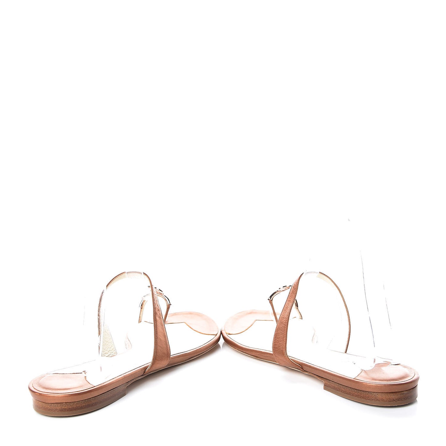Metallic Calfskin CC Toe Ring Sandals 38 Bronze
