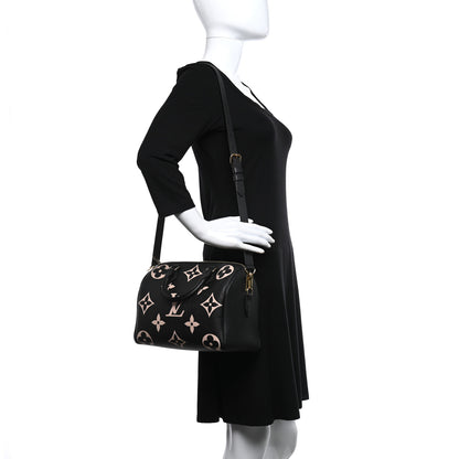 Louis Vuitton Empreinte Monogram Giant Speedy Bandouliere 25 Black Beige 2 of 9