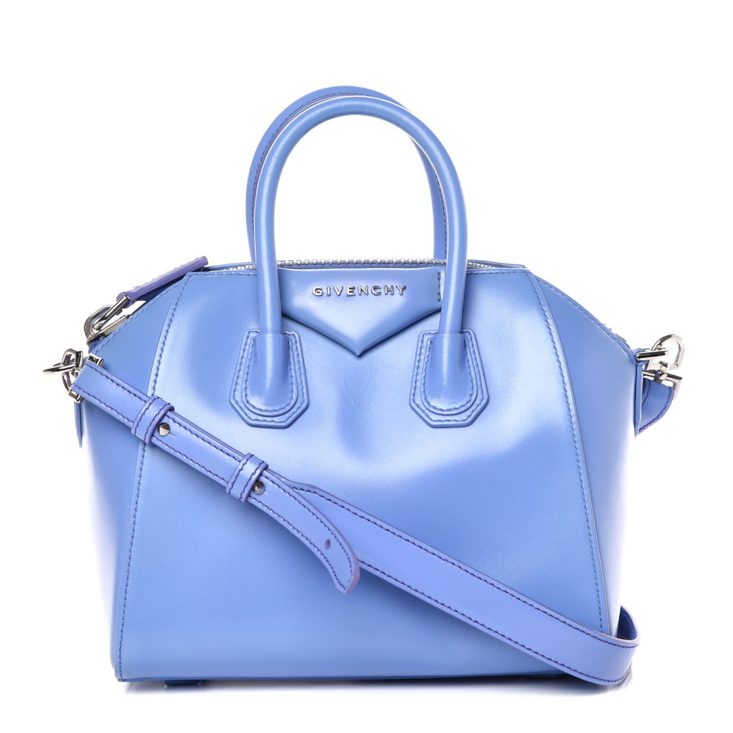 Shiny Lord Calfskin Mini Antigona Blue