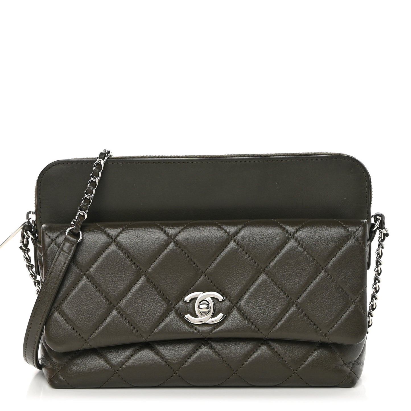 Lambskin Quilted Crossbody Dark Khaki