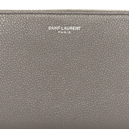 Saint Laurent Grained Calfskin Rive Gauche Zip Around Wallet Fog 7 of 9