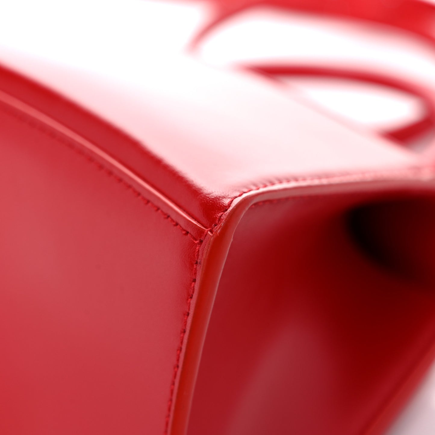 Shiny Box Calfskin Small Hourglass Top Handle Bag Bright Red