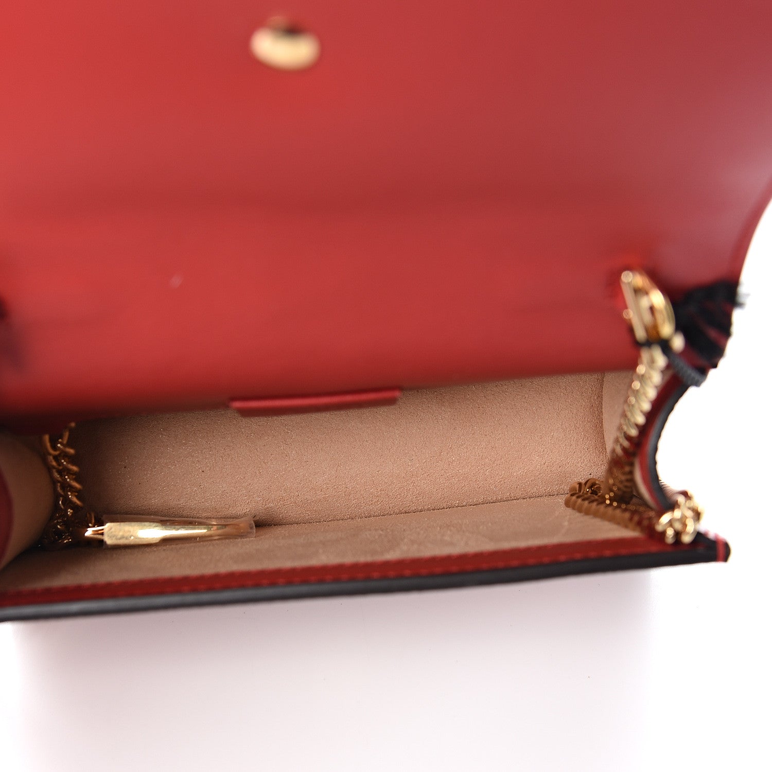 Gucci Patent Embroidered Super Mini Sylvie Chain Shoulder Bag Red 4 of 9