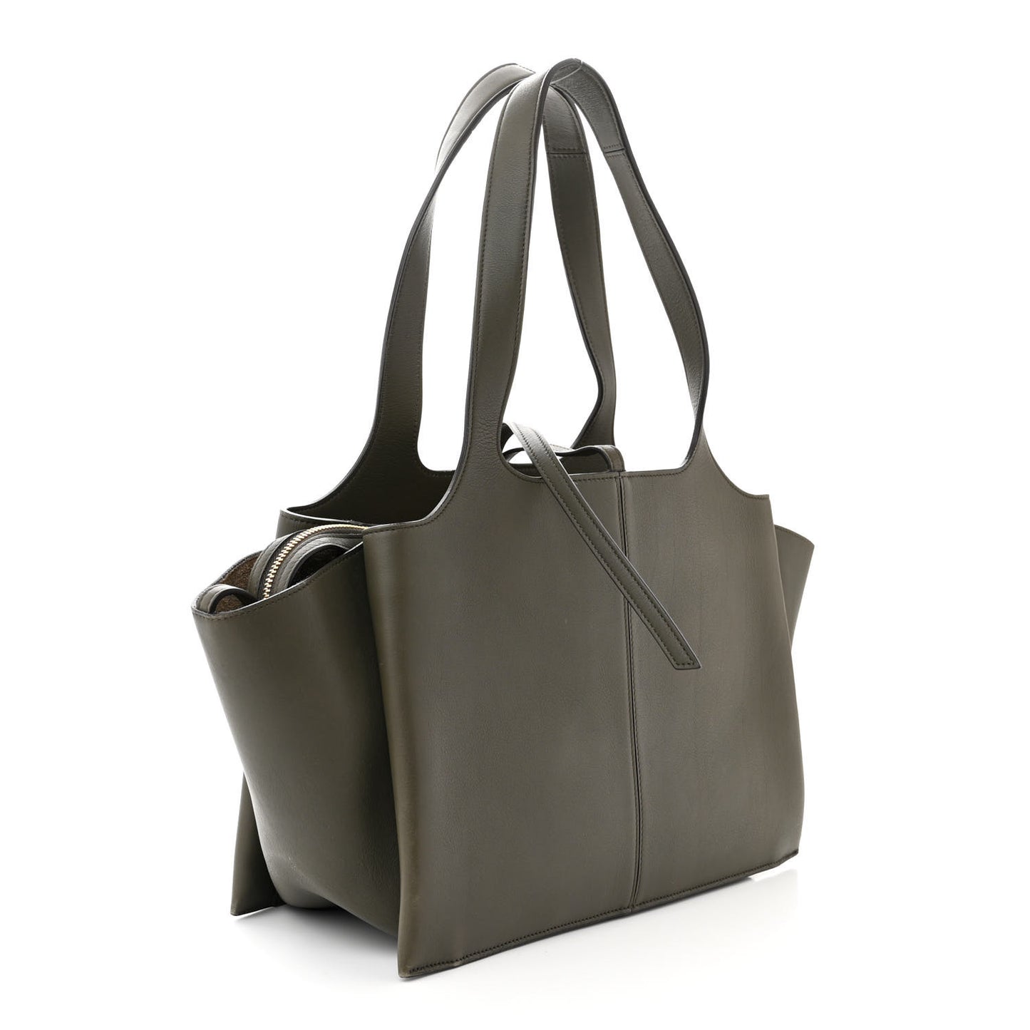Calfskin Small Tri-Fold Shoulder Bag Dark Green
