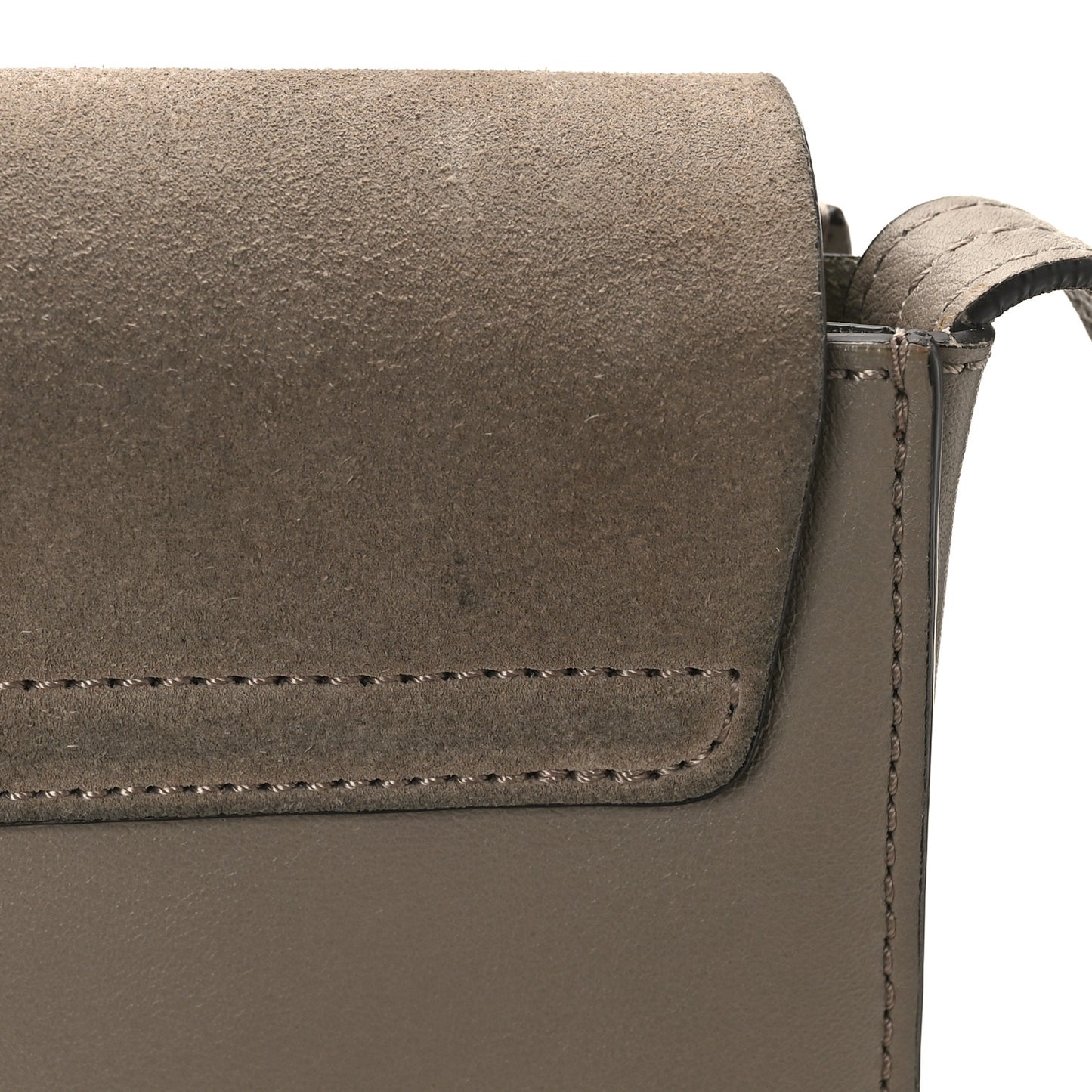 Suede Calfskin Small Faye Shoulder Bag Motty Grey