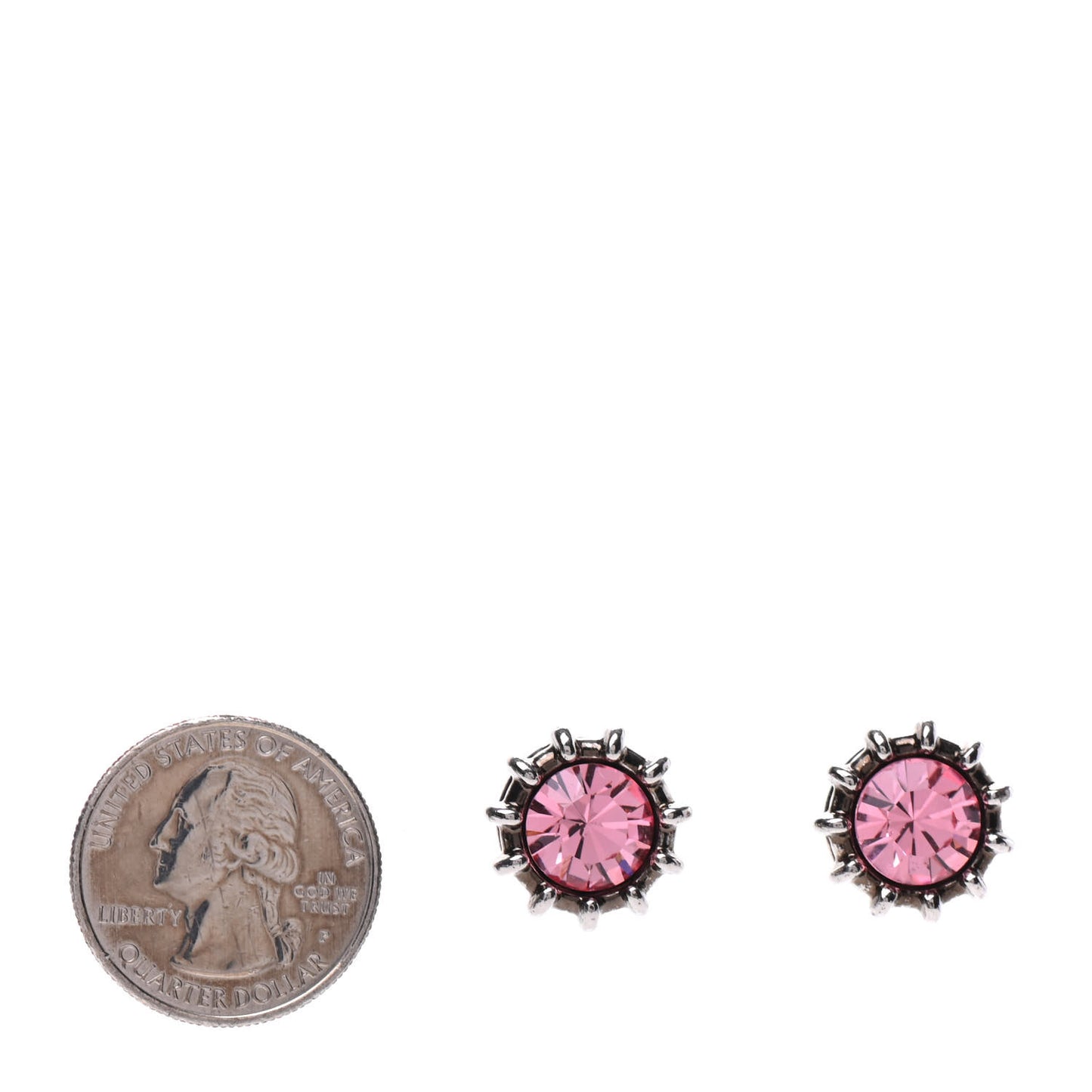 Crystal Stud Earrings Silver Pink