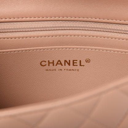 Chanel Lambskin Quilted Mini Top Handle Rectangular Flap Beige 8 of 11