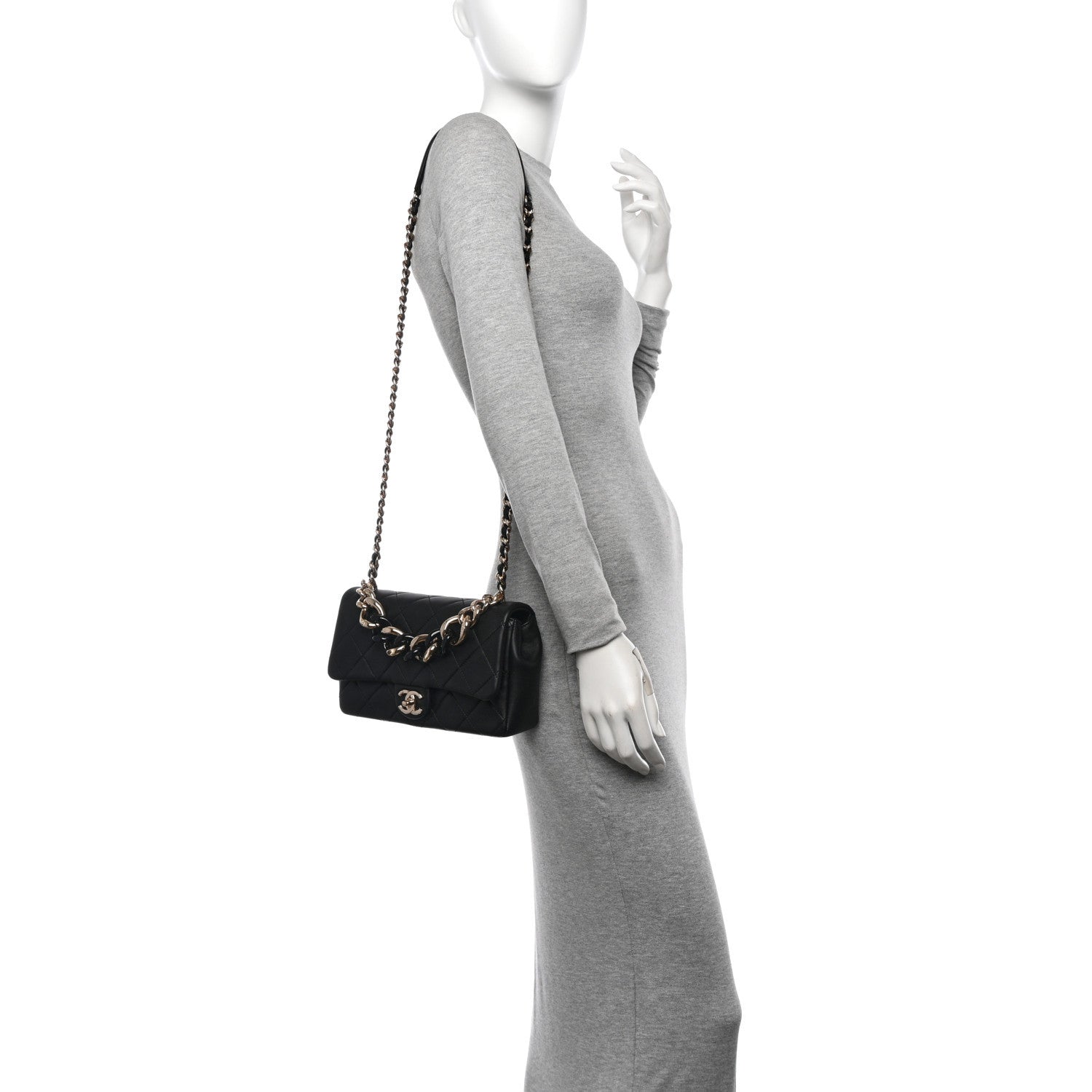 Chanel Lambskin Quilted Resin Bi-Color Chain Flap Bag Black 2 of 11