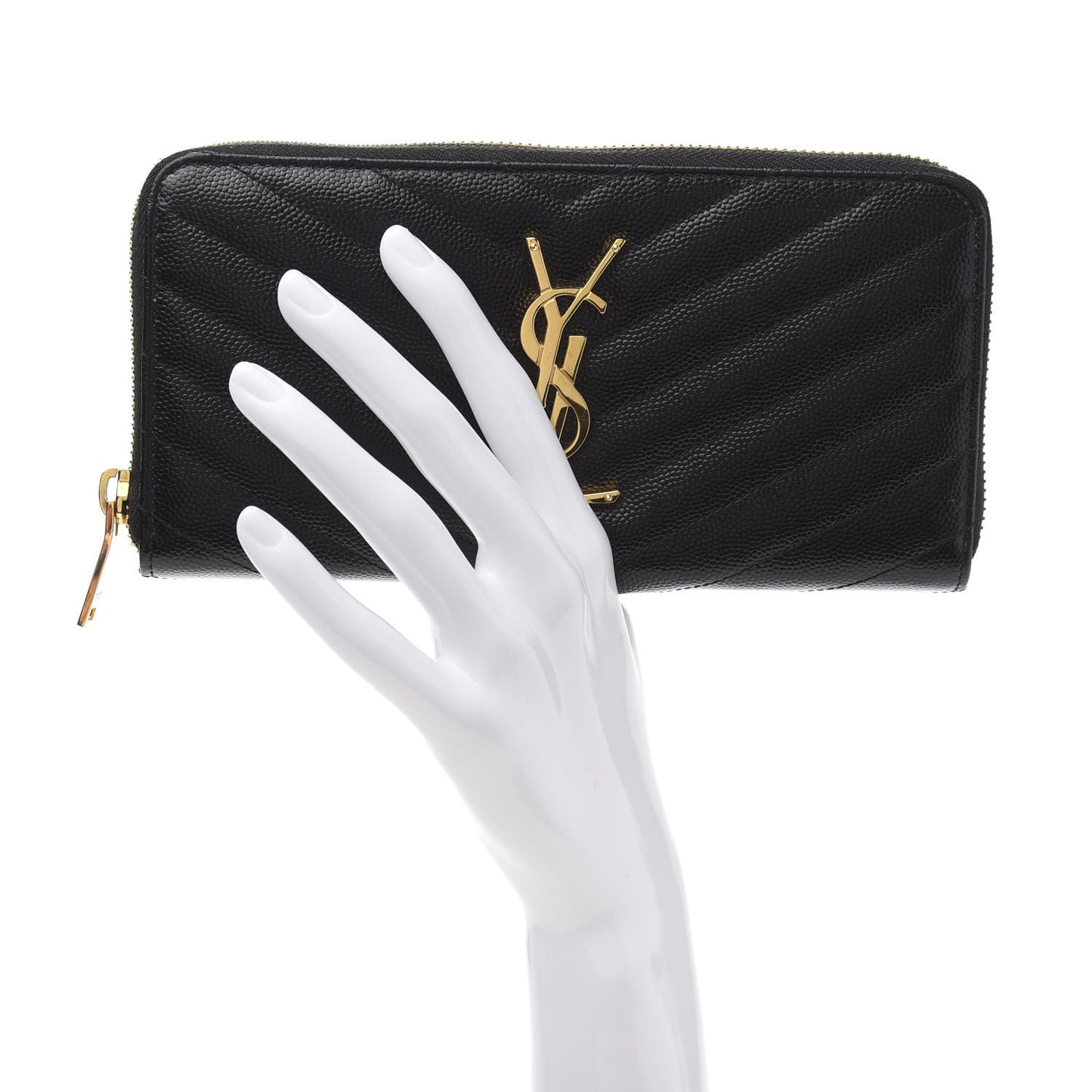 Grain De Poudre Matelasse Chevron Monogram Zip Around Wallet Black