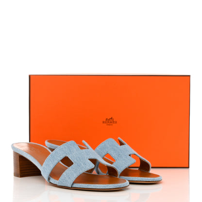 Hermes Denim Oasis Sandals 37 Bleu Clair 9 of 9