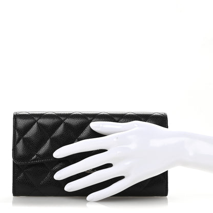 Chanel Caviar Quilted Large Gusset Flap Wallet Black 2 of 12