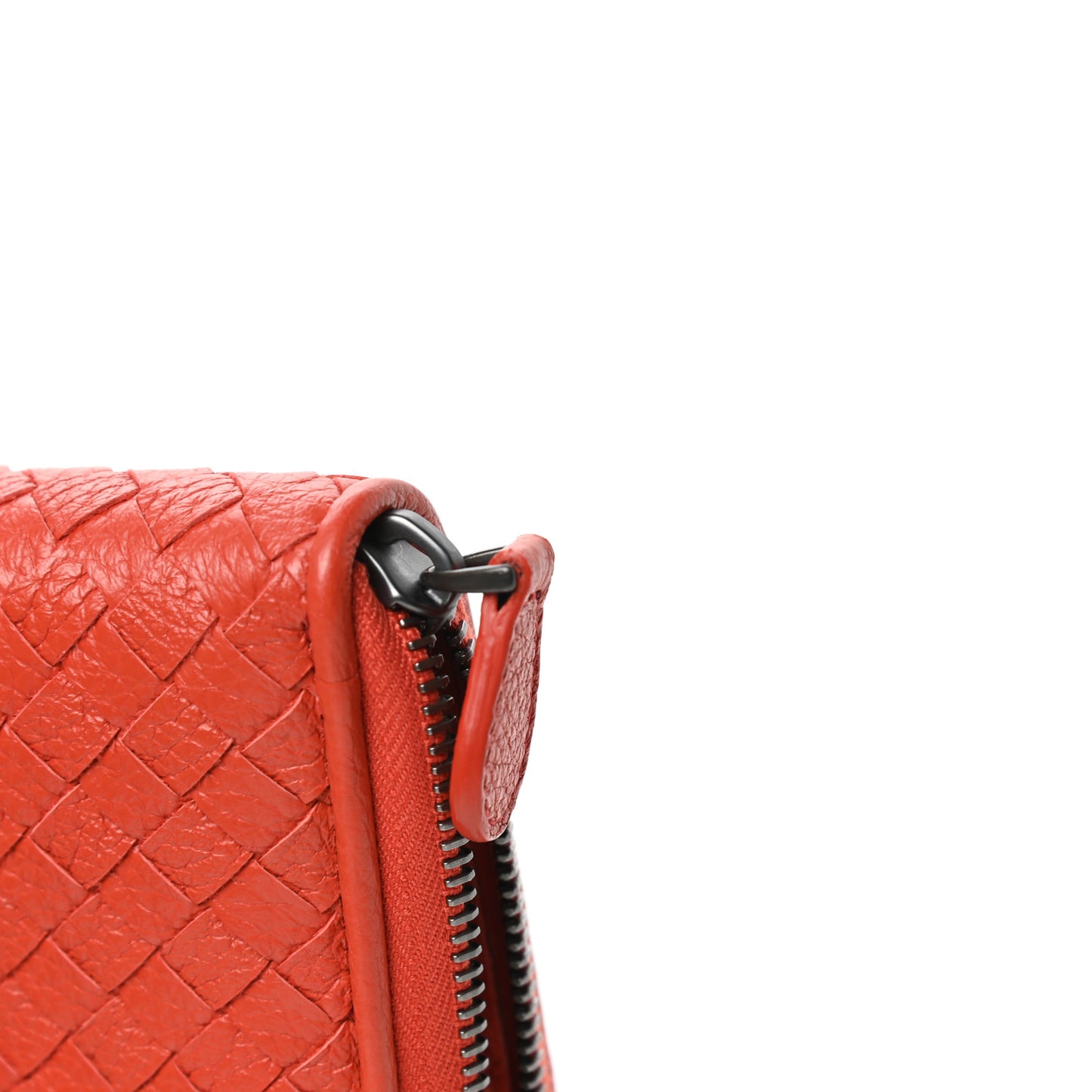 Goatskin Intrecciato Zip Around Wallet Orange