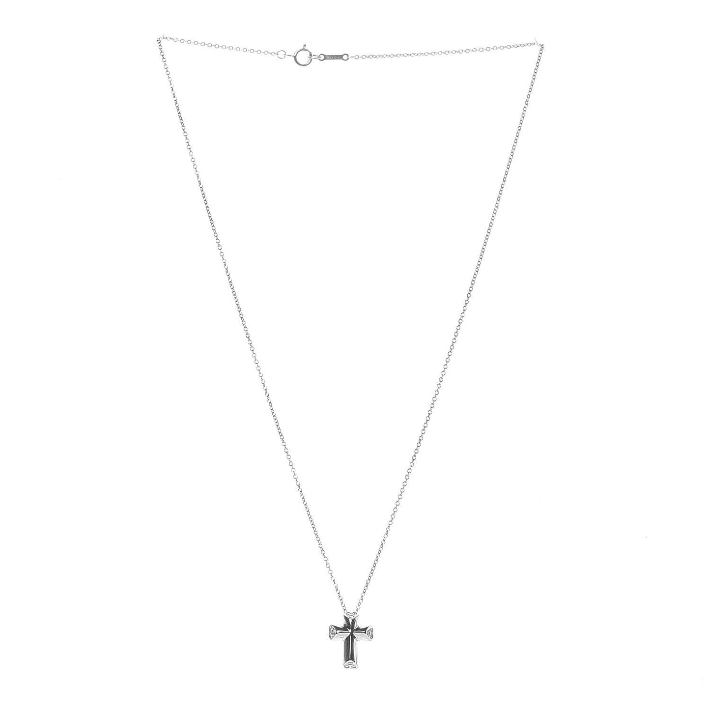 18K White Gold Diamond Paloma Picasso Tenderness Mini Cross Pendant Necklace